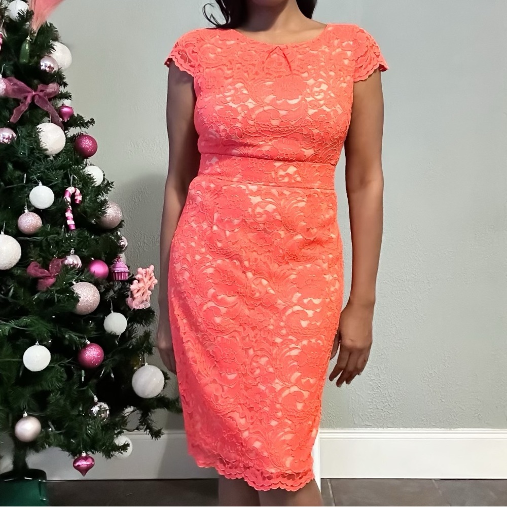 Alex Marie lace orange midi dress